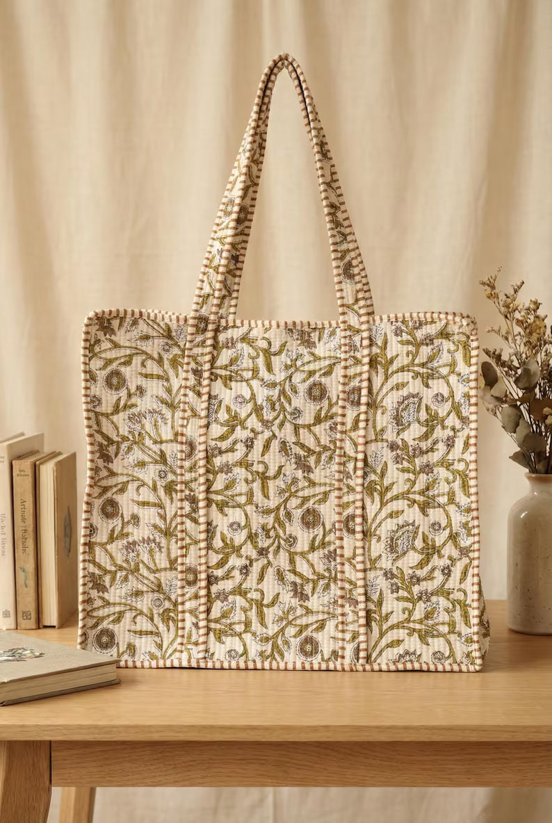 Bohounique Green Quilted Tote