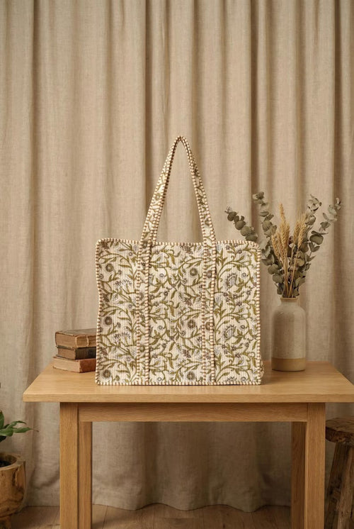 Bohounique Green Quilted Tote
