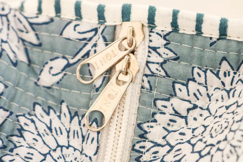 Azure Bloom Quilted Tote