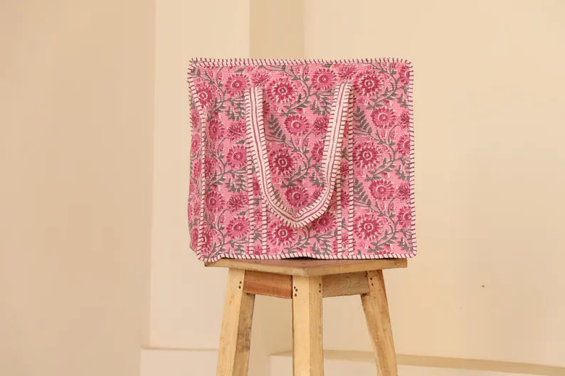 Blush Bloom Quilted Tote