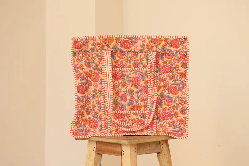 Sunset Bloom Quilted Tote