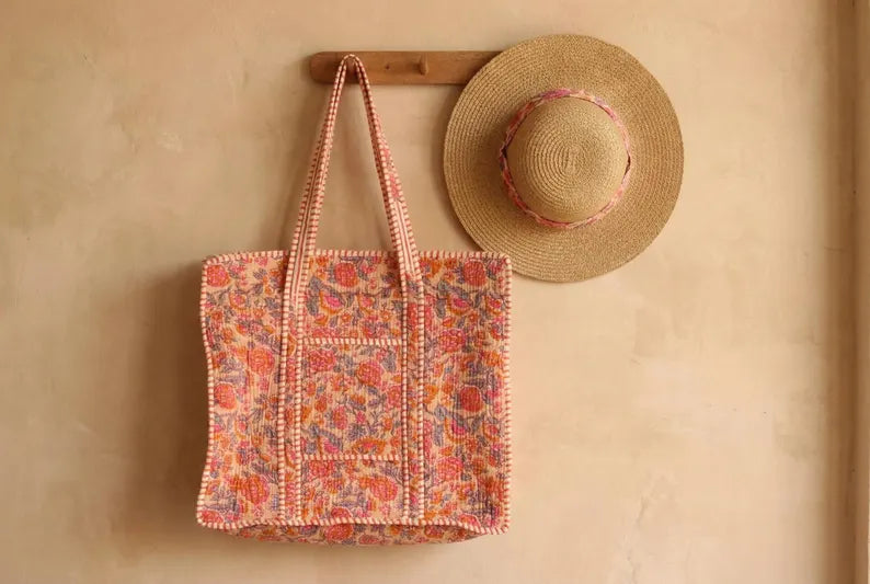Sunset Bloom Quilted Tote