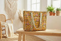 Golden Bloom Quilted Tote