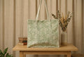 Sage Blossom Quilted Tote